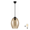 BRILAGI - LED люстра на шнурі RETRO GLASS 1xE27/60W/230V діаметр 17 см чорна/димчасто-бежева