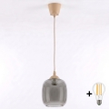 BRILAGI - LED-люстра на шнурі RETRO GLASS 1xE27/60W/230V Ø 14 см, бежевий/димчасто-сірий