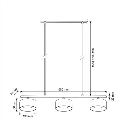 Brilagi - LED Люстра на тросе AURA LUX 3xGX53/30W/230V черная/дымчатая