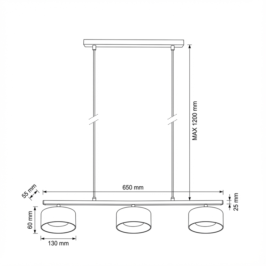Brilagi - LED Люстра на тросе AURA LUX 3xGX53/30W/230V черная/дымчатая