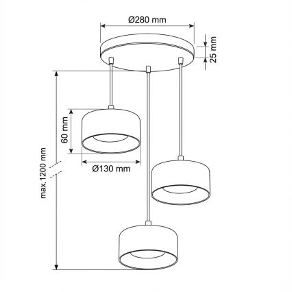 Brilagi - LED Люстра на тросе AURA LUX 3xGX53/30W/230V чёрный/золотой