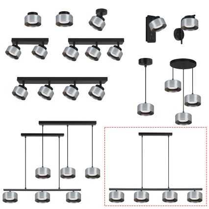 Brilagi - LED Люстра на тросе AURA LUX 4xGX53/30W/230V чёрная/дымчатая