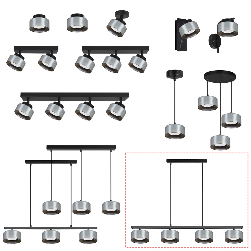 Brilagi - LED Люстра на тросе AURA LUX 4xGX53/30W/230V чёрная/дымчатая