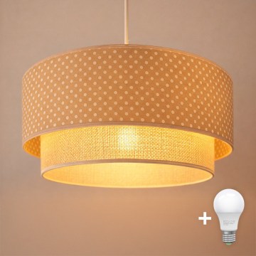 Brilagi-LED Люстра на тросе BOHO BOBO 1xE27/60W/230V, диаметр 40 см, в горошек, бежево-кремовая.