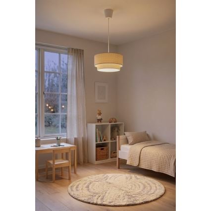 Brilagi-LED Люстра на тросе BOHO BOBO 1xE27/60W/230V, диаметр 40 см, в горошек, бежево-кремовая.