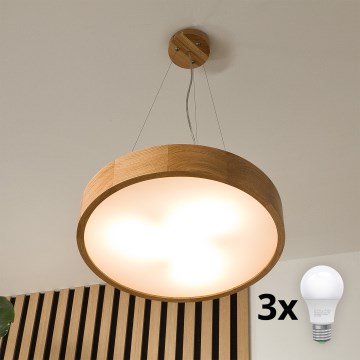 Brilagi - LED-люстра на тросе CARVALHO 3xE27/45W/230V дуб, диаметр 47,5 см
