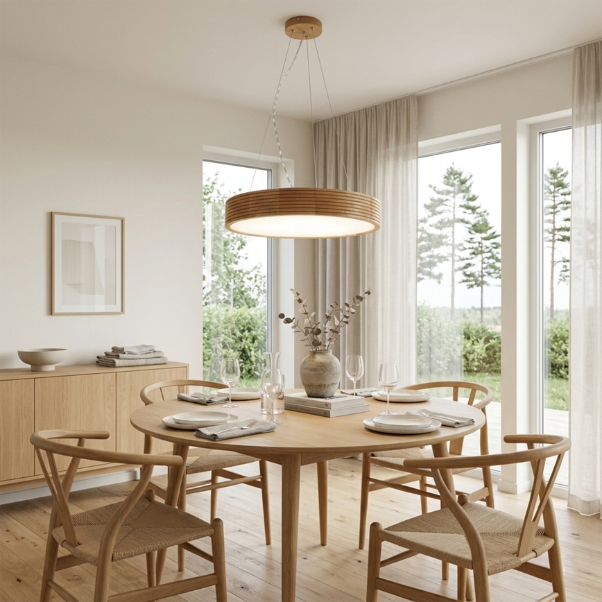 Brilagi - LED люстра на тросе CARVALHO MODERN 3xE27/60W/230V дуб, диаметр 47,5 см