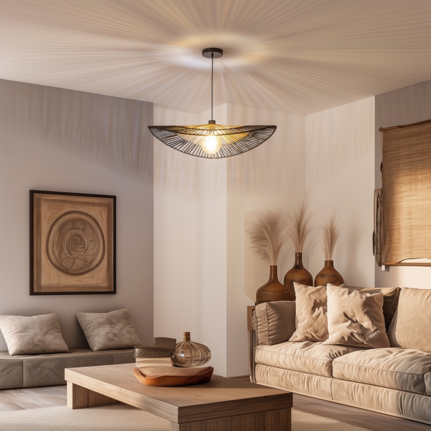 Brilagi - LED-люстра на тросе CERIA BOHO 1xE27/40W/230V, диаметр 50 см, чёрная/коричневая