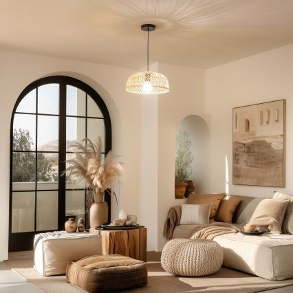 Brilagi - LED-люстра на тросе CERIA BOHO 1xE27/40W/230V, диаметр 60 см, ротанг