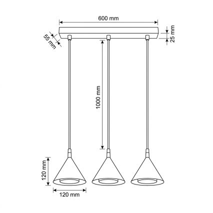 BRILAGI - LED Люстра на тросе CONE TRIPLE 3xGX53/15W/230V черная