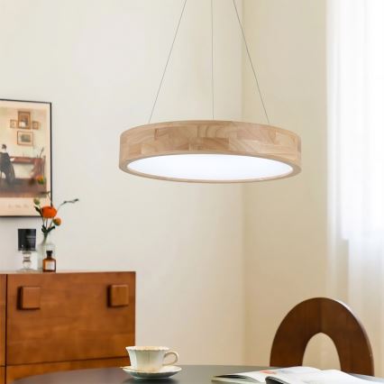 Brilagi - светодиочная люстра на тросе FALCON WOOD, LED, 30 Вт, 230 В, 3000/4000/6000 К, диаметр 45 см, деревянная