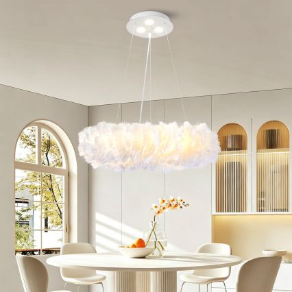 BRILAGI - LED-люстра на тросе FEATHER 3xE27/40 Вт/230 В + 3xLED/3 Вт, диам. 50 см, белая