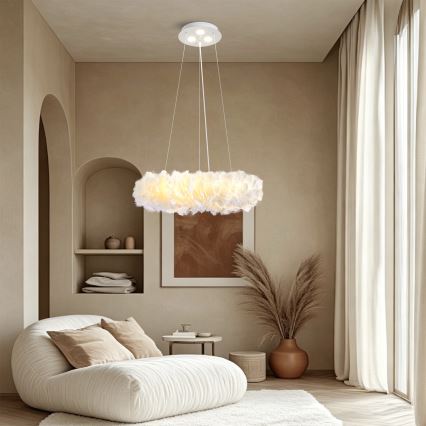 BRILAGI - LED-люстра на тросе FEATHER 3xE27/40 Вт/230 В + 3xLED/3 Вт, диам. 50 см, белая