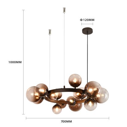 Brilagi - LED-люстра на тросе MILLA 15xG9/3W/230V коричневая/дымчато-коричневая