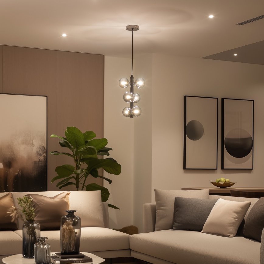 Brilagi - LED-люстра на тросе MILLA 6xG9/3W/230V черный хром/дымчатое стекло