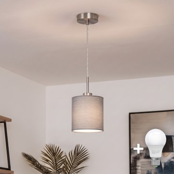 Brilagi - LED-люстра на тросе NUBILA 1xE27/60W/230V Ø 14 см светло-серая