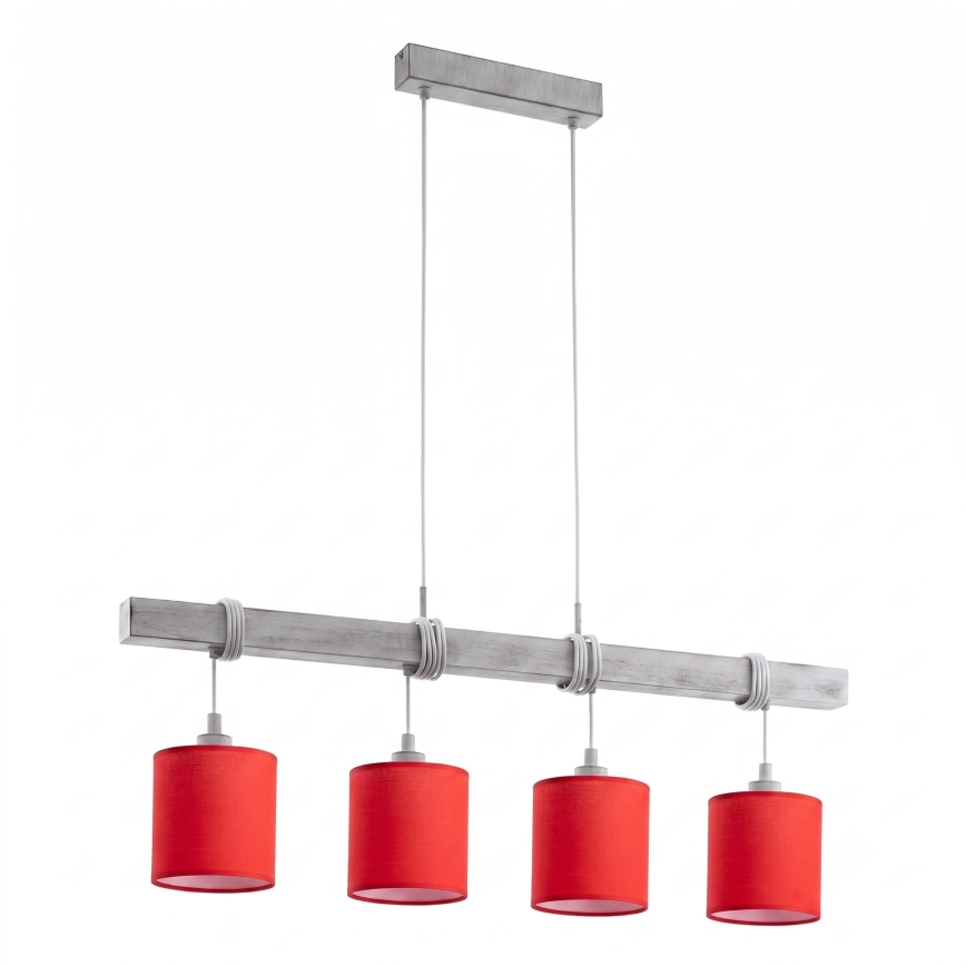 BRILAGI - LED-люстра на тросе NUBILA 4xE27/60W/230V серый/красный