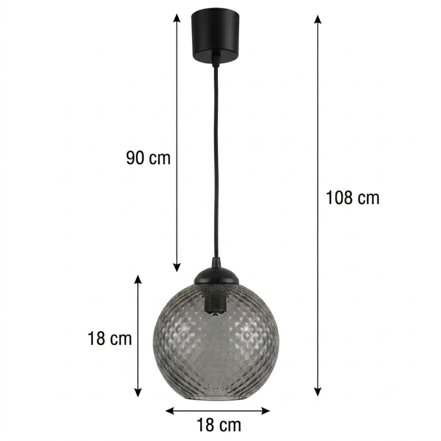BRILAGI - LED-люстра на тросе RETRO GLASS 1xE27/60W/230V Ø 18 см черный/дымчато-серый