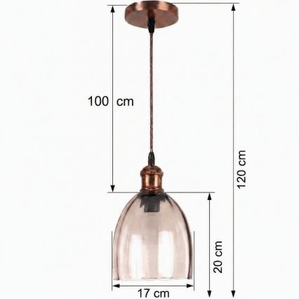 BRILAGI - LED-люстра на тросе RETRO GLASS 1xE27/60W/230V Ø 17 см медная/дымчато-бежeвая