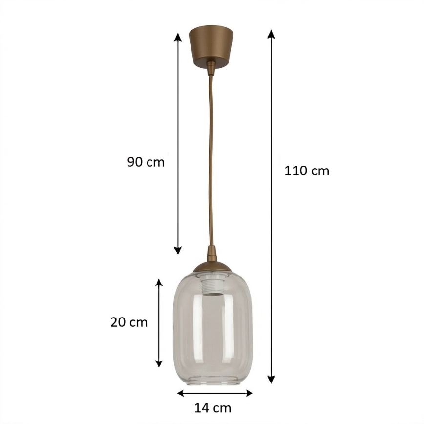 BRILAGI - LED-люстра на тросе RETRO GLASS 1xE27/60W/230V Ø 14 см коричневая/дымчато-серая