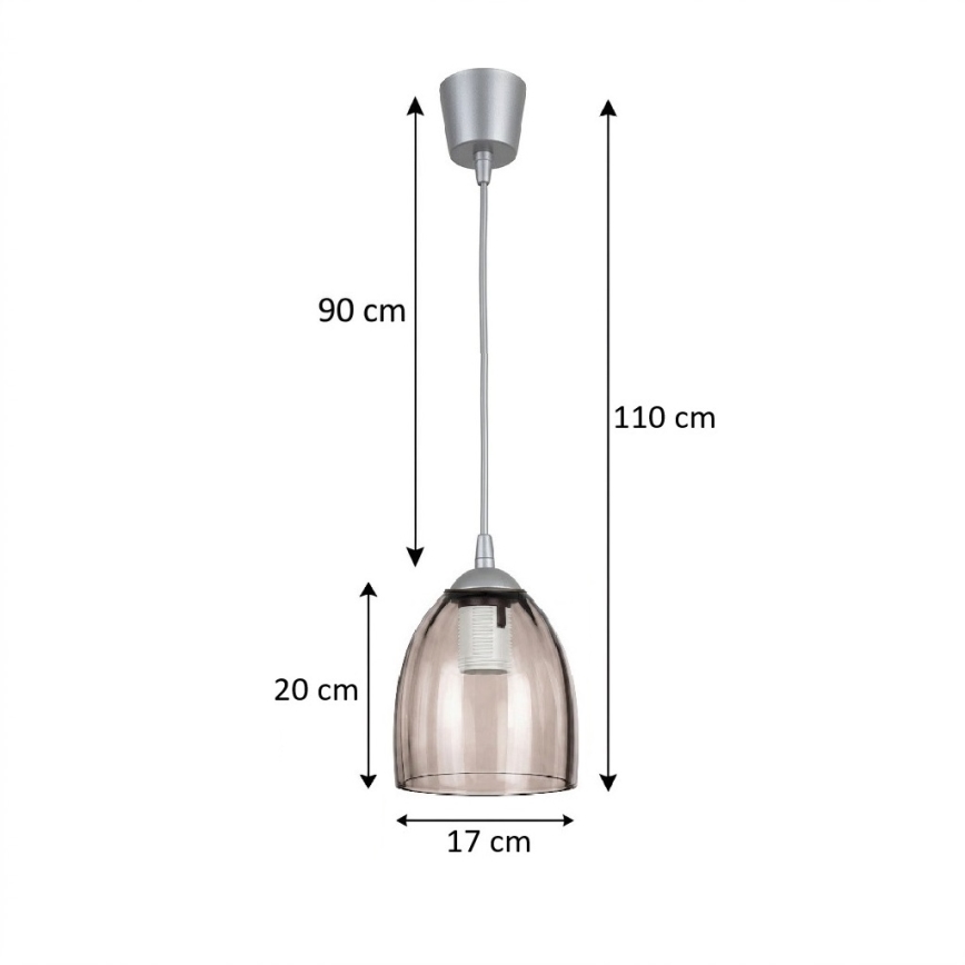 BRILAGI - LED-люстра на тросе RETRO GLASS 1xE27/60W/230V диам. 17 см серебристая/дымчато-бежeвая