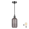 BRILAGI - LED люстра на тросе RETRO GLASS 1xE27/60 Вт/230 В Ø 14 см черный/дымчато-серый