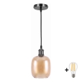 BRILAGI - LED-люстра на тросе RETRO GLASS 1xE27/60W/230V диам. 14 см черный/дымчато-коричневый