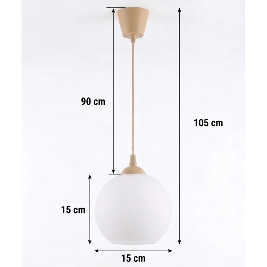 BRILAGI - LED люстра на тросе RETRO GLASS 1xE27/60W/230V диам. 15 см бежевый/белый