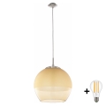 BRILAGI - LED люстра на тросе RETRO GLASS 1xE27/60W/230V диам. 38 см матовый хром/дымчато-бежевый