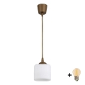 BRILAGI - LED-люстра на тросе RETRO GLASS 1xE27/60W/230V, диаметр 10 см, коричневый/белый