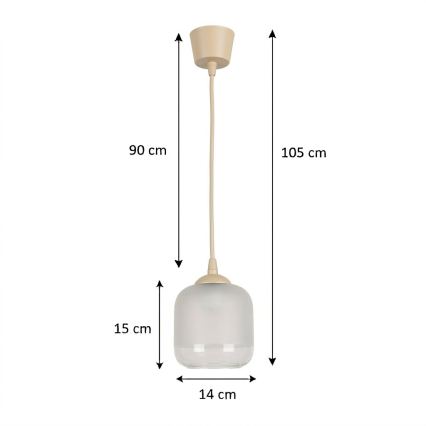 BRILAGI - LED-люстра на тросе RETRO GLASS 1xE27/60W/230V диаметр 14 см бежевый/белый