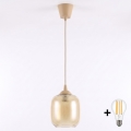 BRILAGI - LED люстра на тросе RETRO GLASS 1xE27/60W/230V диаметр 14 см бежевый/дымчато-коричневый