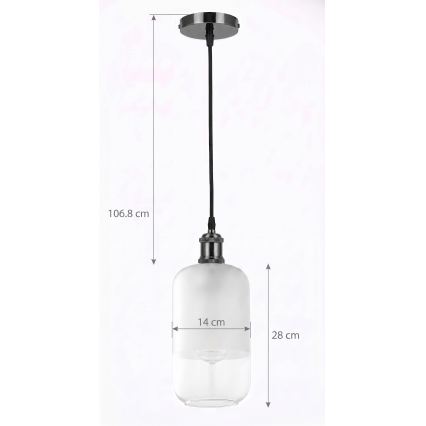 BRILAGI - LED-люстра на тросе RETRO GLASS 1xE27/60W/230V диаметр 14 см черный/белый