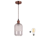 BRILAGI - LED-люстра на тросе RETRO GLASS 1xE27/60W/230V, диаметр 14 см, медная/белая