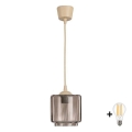 BRILAGI - LED-люстра на тросе RETRO GLASS 1xE27/60W/230V диаметр 15 см бежевый/дымчатый бежевый