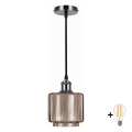 BRILAGI - LED-люстра на тросе RETRO GLASS 1xE27/60W/230V диаметр 15 см черный/дымчато-бежевый