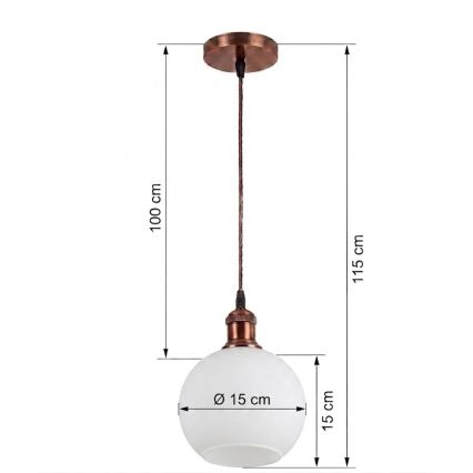 BRILAGI - LED люстра на тросе RETRO GLASS 1xE27/60W/230V, диаметр 15 см, медная/белая