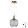 BRILAGI - LED люстра на тросе RETRO GLASS 1xE27/60W/230V диаметр 18 см золотой/дымчато-серый