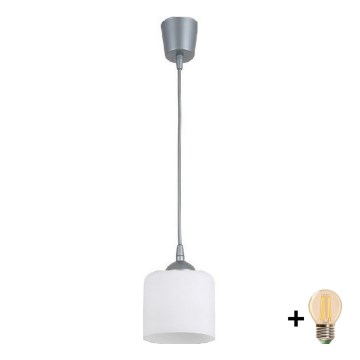 BRILAGI - LED-люстра на тросе RETRO GLASS 1xE27/60W/230V Ø 10 см серебристая/белая