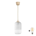 BRILAGI - LED-люстра на тросе RETRO GLASS 1xE27/60W/230V Ø 14 см бежевый/белый