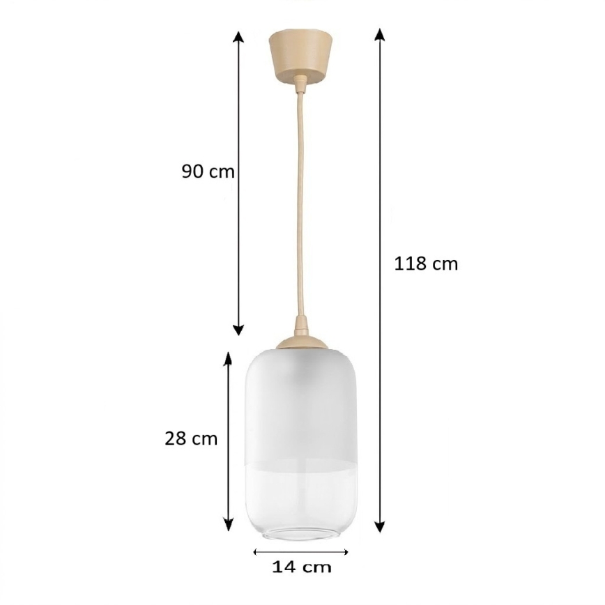BRILAGI - LED-люстра на тросе RETRO GLASS 1xE27/60W/230V Ø 14 см бежевый/белый
