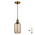 BRILAGI - LED-люстра на тросе RETRO GLASS 1xE27/60W/230V Ø 14 см золотая/дымчато-коричневая