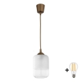 BRILAGI - LED люстра на тросе RETRO GLASS 1xE27/60W/230V Ø 14 см коричневый/белый