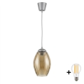BRILAGI - LED люстра на тросе RETRO GLASS 1xE27/60W/230V Ø 17 см серебристый/дымчато-бежевый