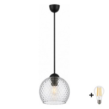 BRILAGI - LED-люстра на тросе RETRO GLASS 1xE27/60W/230V Ø 18 см черный/дымчато-серый
