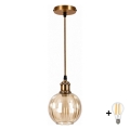 BRILAGI - LED-люстра на тросе RETRO GLASS 1xE27/60W/230V Ø 18 см золотая/дымчато-коричневая