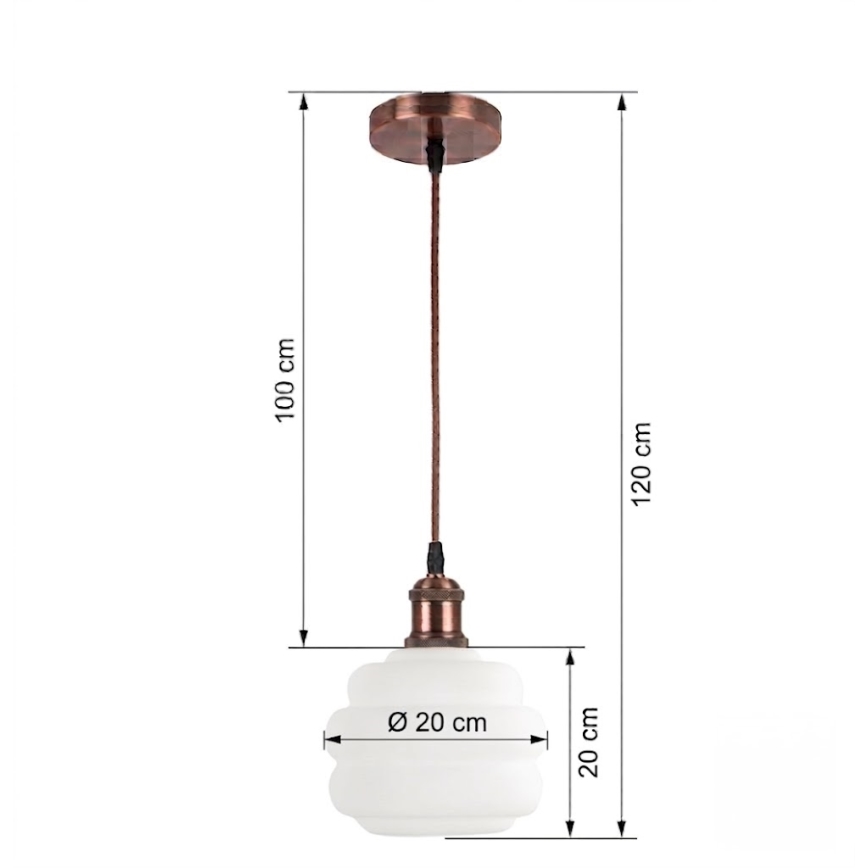 BRILAGI - LED-люстра на тросе RETRO GLASS 1xE27/60W/230V Ø 20 см, медный/белый