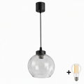 BRILAGI - LED-люстра на тросе RETRO GLASS 1xE27/60W/230V Ø 25 см чёрная/прозрачная