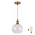 BRILAGI - LED люстра на тросе RETRO GLASS 1xE27/60W/230V Ø 25 см золотой/прозрачный