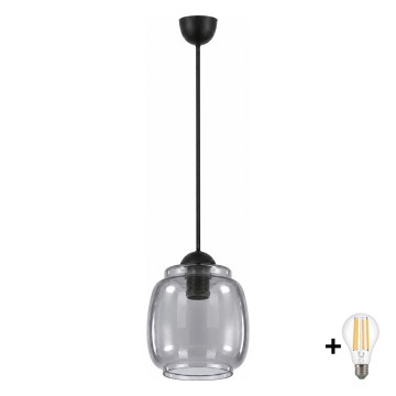 BRILAGI - LED-люстра на тросе RETRO GLASS 1xE27/60W/230V Ø 26 см черный/дымчато-серый